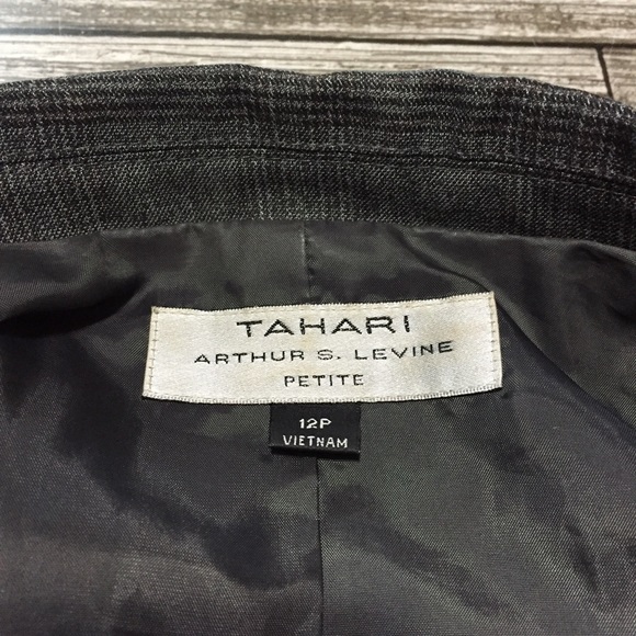 Tahari Plaid Blazer Jacket Women’s 12P Gray One Button Career Business - Picture 8 of 10